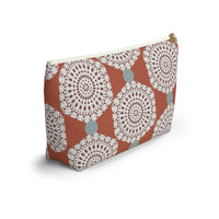 Lace Hexagon Accessory Pouch w T-bottom in Orange